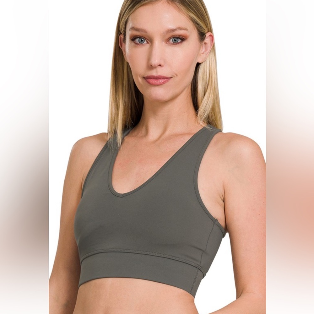 Zenana Gray Racerback Sports Bra